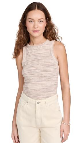 madewell women's brightside rib cutaway crop tank in marled space-dye, peachy spacedye, xxl