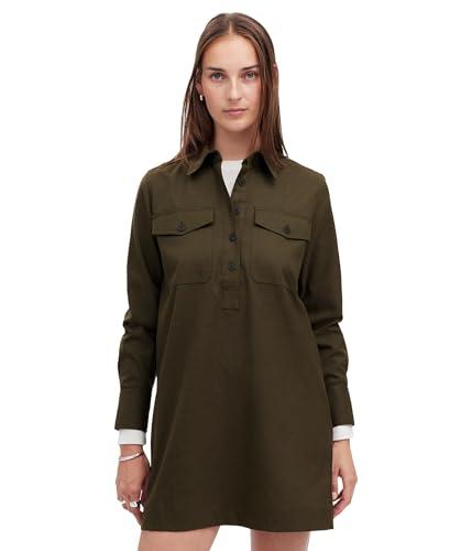 madewell women's eugenie dress-carreman, dark olive melange