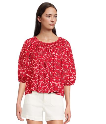 madewell women's grady top-cotton silk voile, festival red