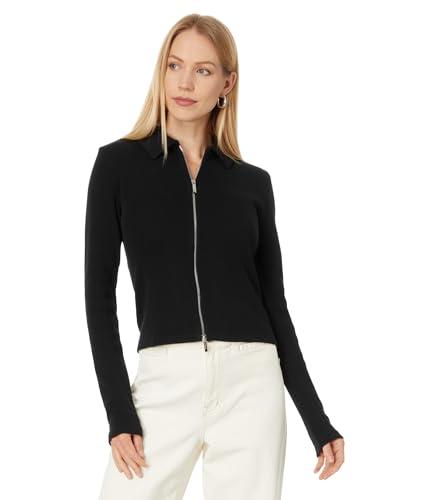 madewell women's grill long sleeve full zip top, jet black