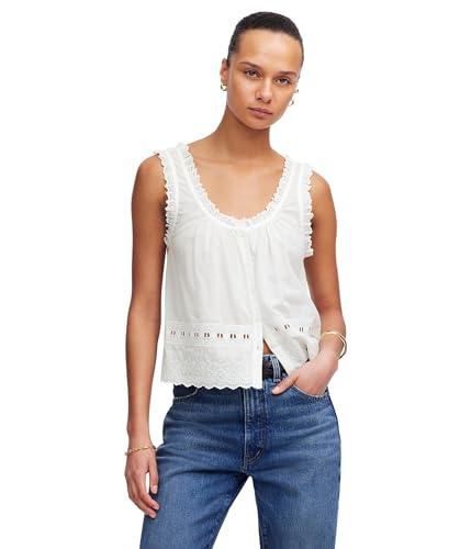 madewell women's jenny top in cotton viscose voile, white