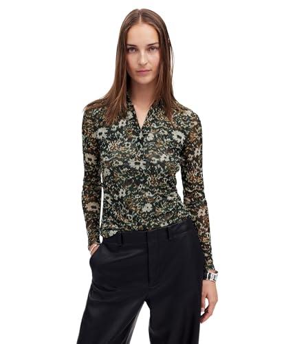 madewell women's laura top-stretch mesh, mossy umber