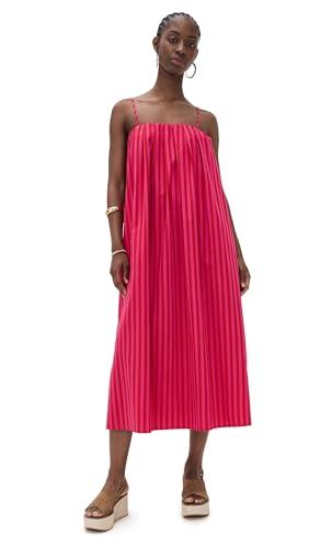 madewell women's marsha dress, bayside stripe modern fuchsia, xl