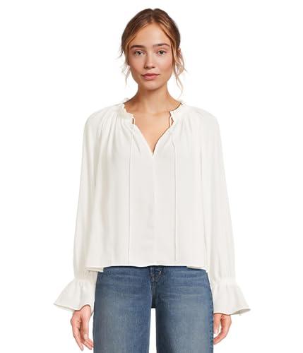 madewell women's nayla boho long sleeve tie top, winter white