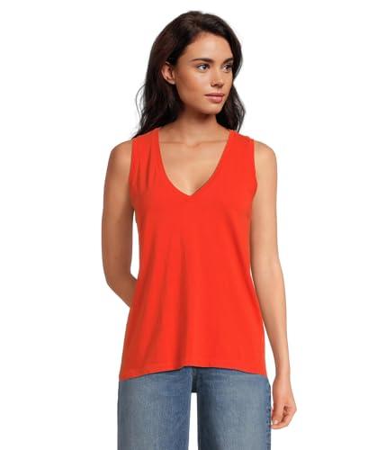 madewell women's northside vneck tank, bright flame