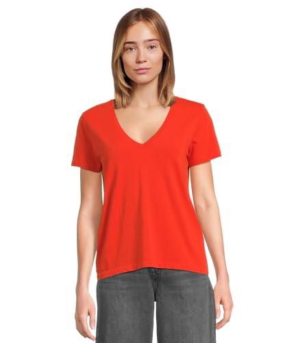 madewell women's northside vneck tee, bright flame