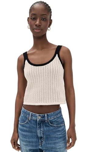 madewell women's open stitch sweater tank, sand and black combo, m