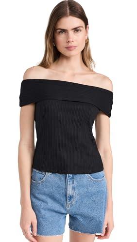 madewell women's ribbed off-the-shoulder top, true black, xl