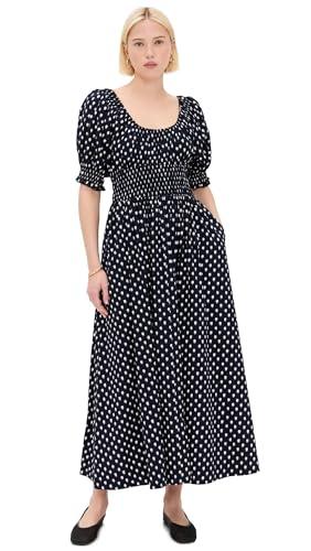 madewell women's shibori puff sleeve midi dress, shibori dot with pink, 2