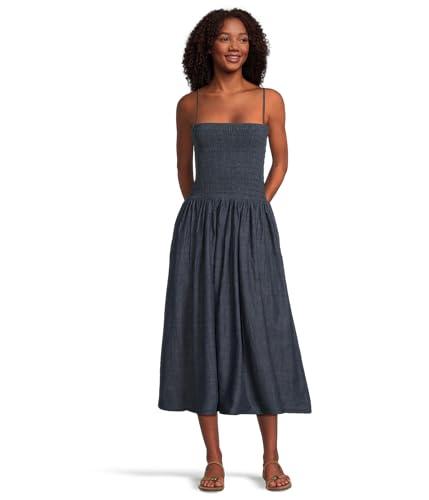 madewell women's smocked indigo cami sundress in rinse wash