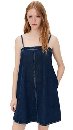 madewell women's strappy aline mini dress in bright rinse wash, bright rinse wash, blue, l