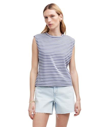 madewell women's strong shoulder tee, sunfaded indigo
