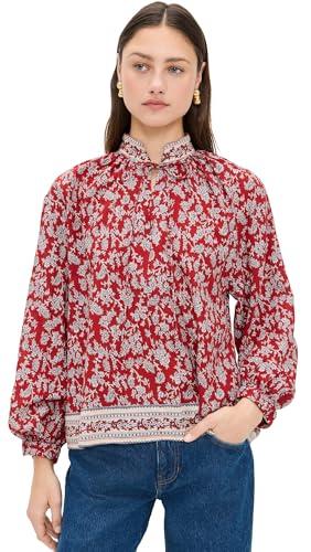 madewell women's tara top, ground madder, red, print, xl