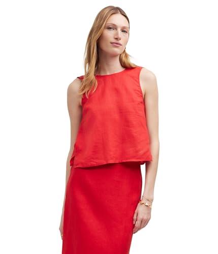 madewell women's tie back linen top, rouge