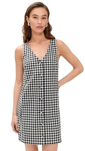 madewell women's v-neck mini vest dress in gingham, black and white gingham, 2