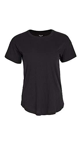 madewell women's whisper cotton rib crewneck tee, black, s
