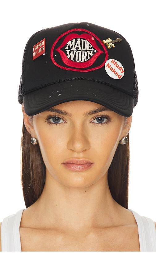 madeworn kiss my lips cap in black.
