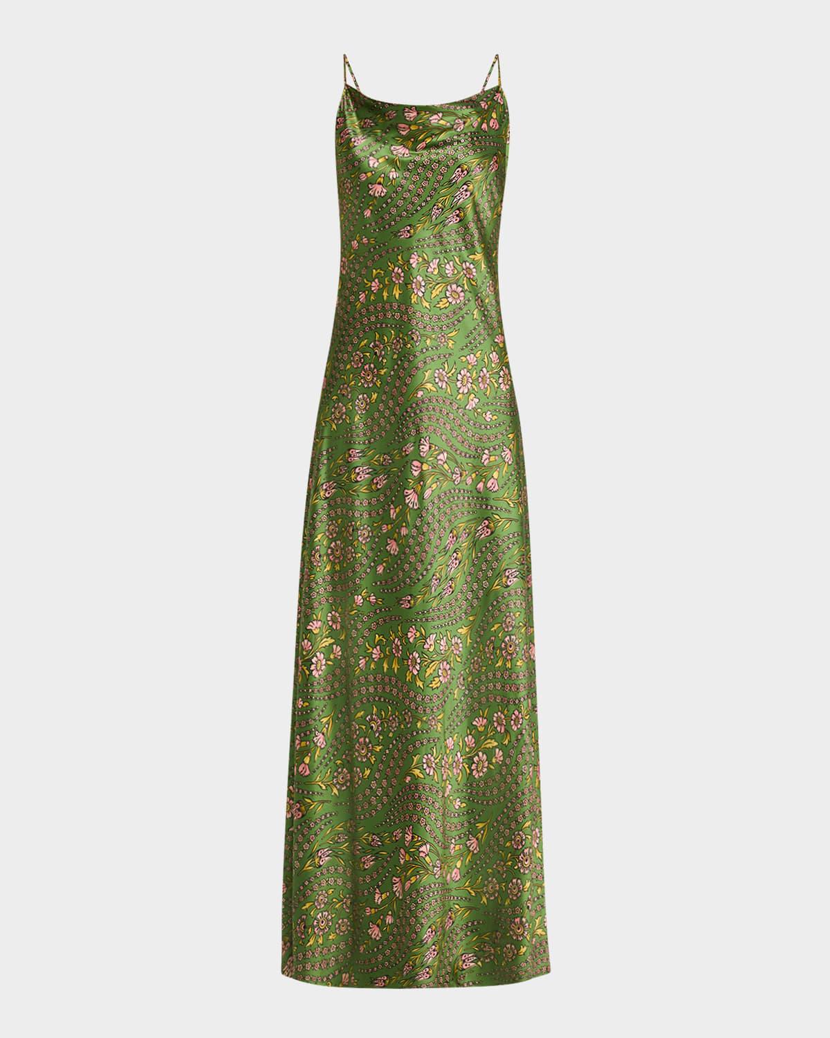 madison floral silk slip dress