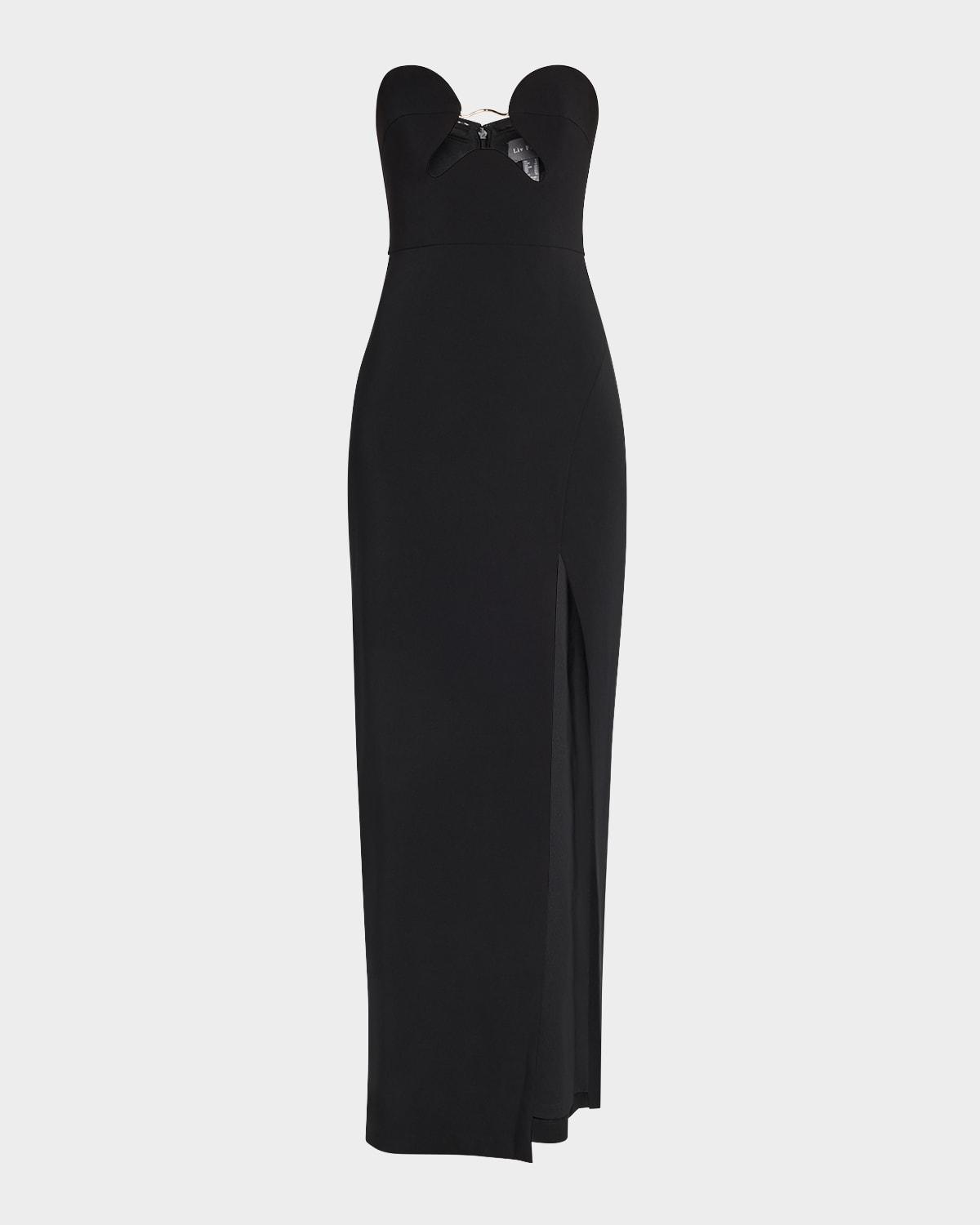 madison strapless embellished crepe gown