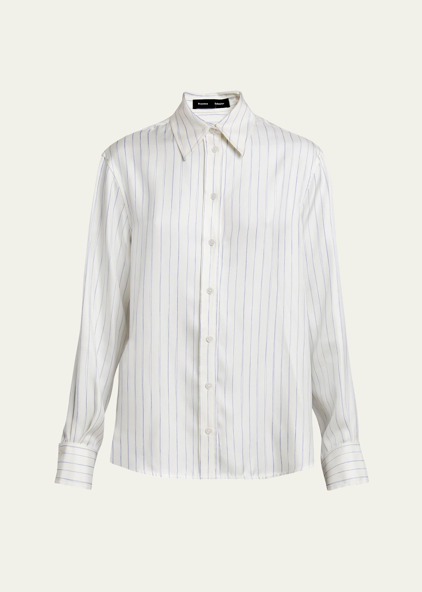 madison stripe button-down silk twill top