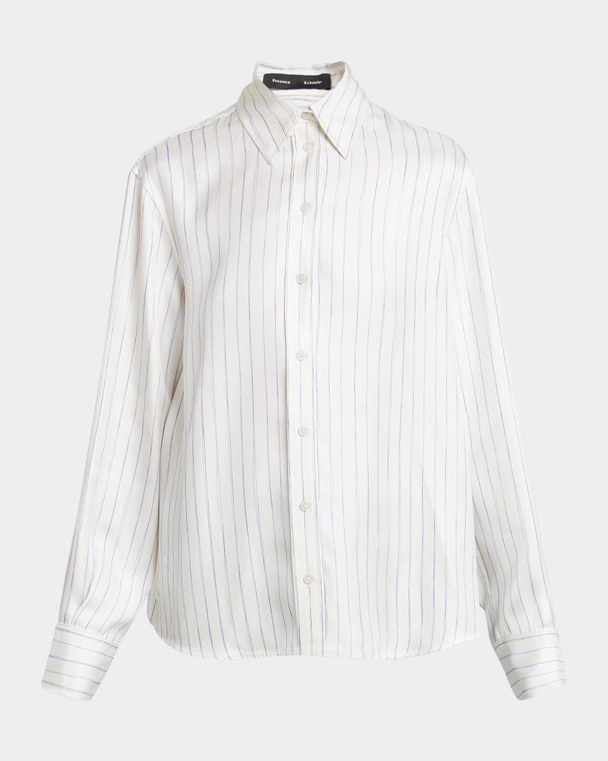 madison stripe button-down silk twill top