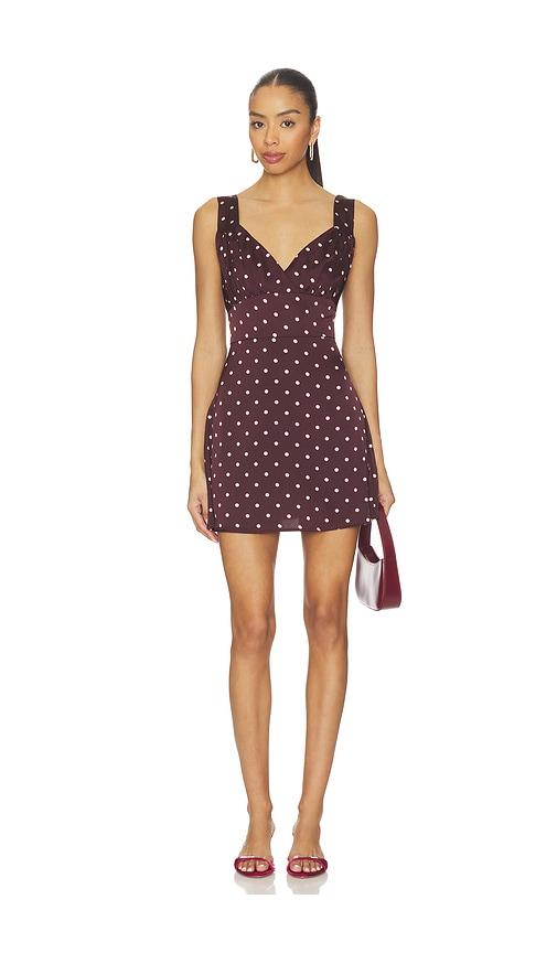 madison the label chrissa mini dress in burgundy.