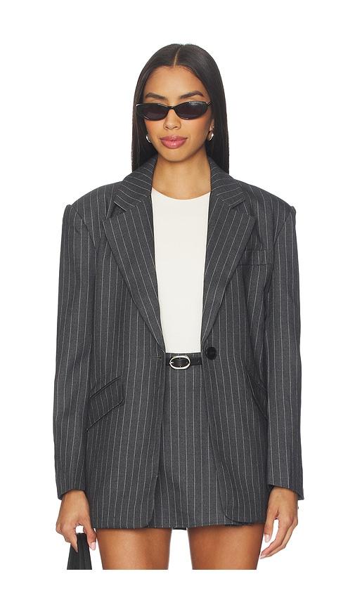 madison the label collins blazer in grey.