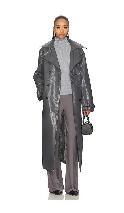 madison the label hutson trench in charcoal.