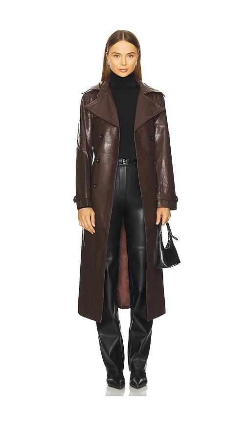 madison the label hutson trench in chocolate.