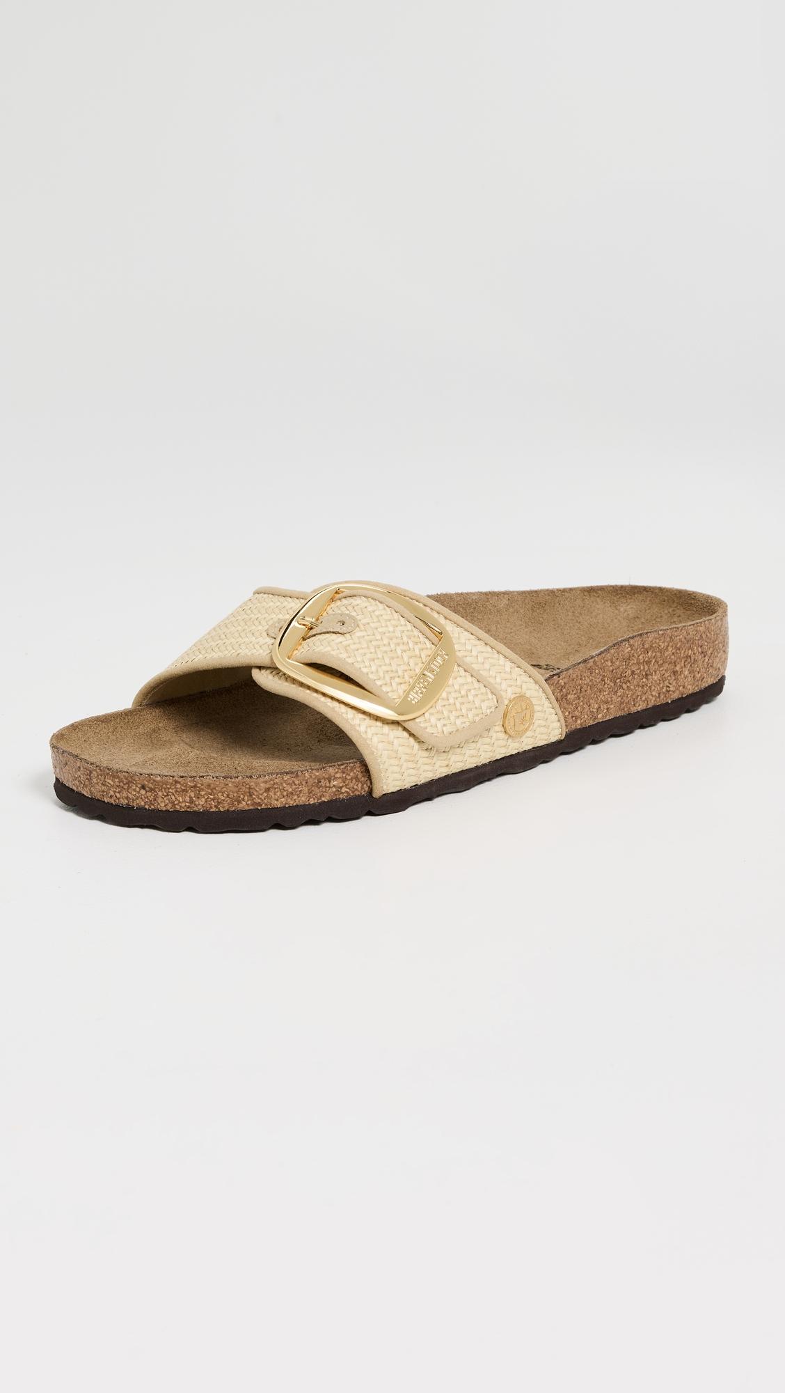 madrid big buckle raffia sandals