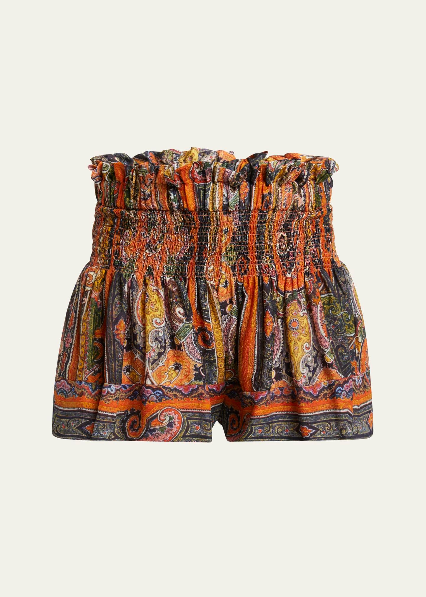 maelly paisley wide silk shorts