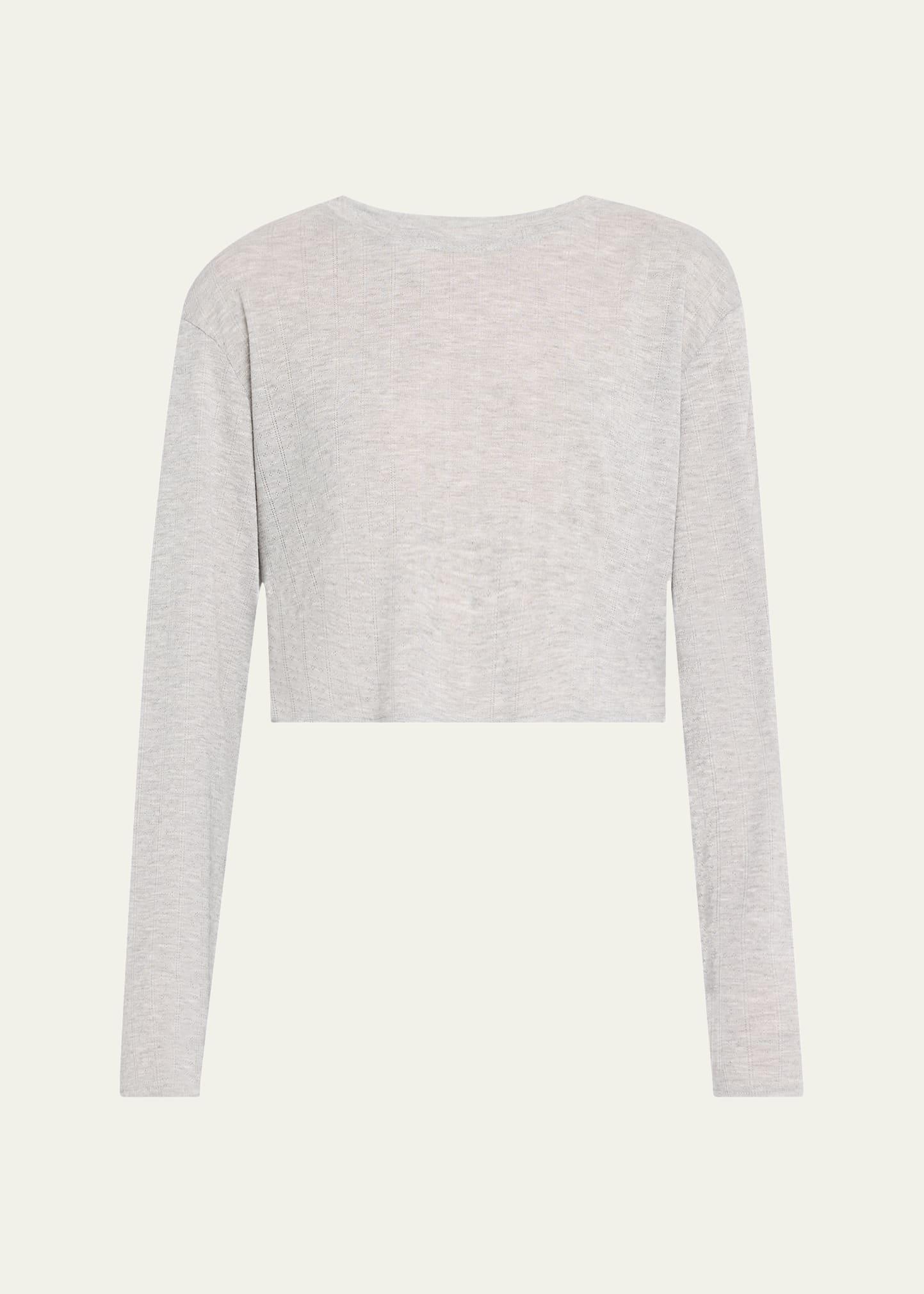 maeve cropped pointelle-knit t-shirt