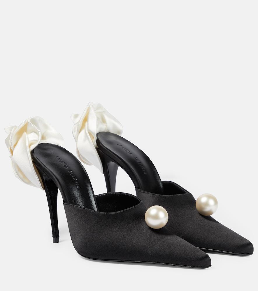 magda butrym appliqué embellished satin mules