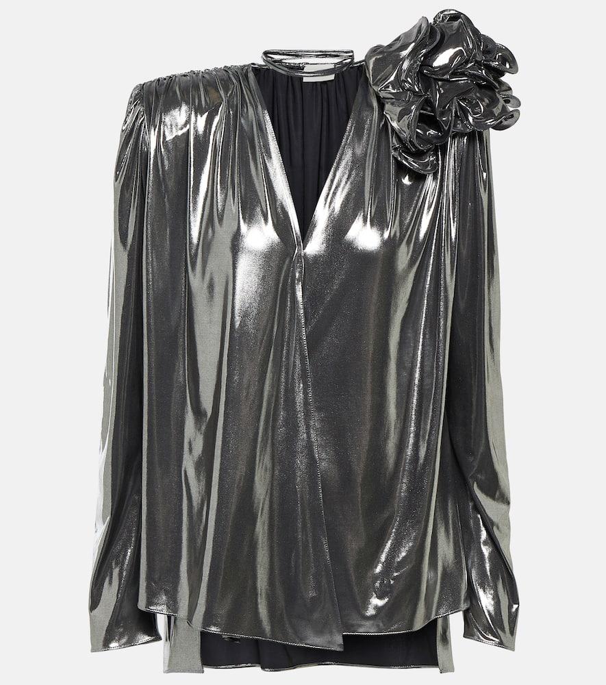 magda butrym appliqué metallic blouse
