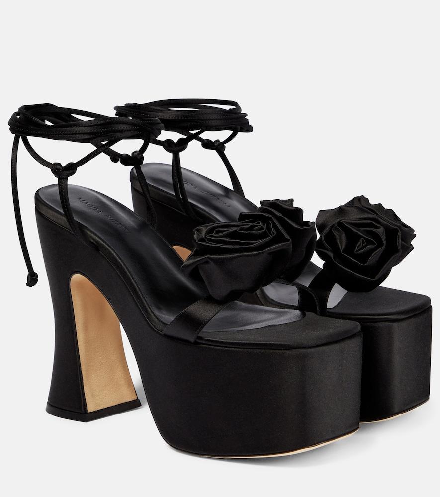 magda butrym appliqué satin platform sandals