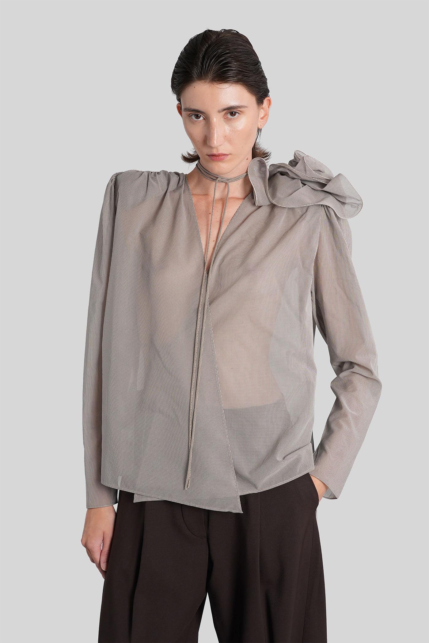 magda butrym blouse 01 blouse in brown silk