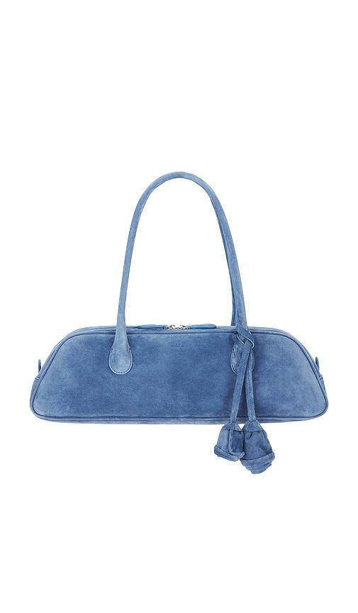 magda butrym brigitte trapeze suede bag in blue.