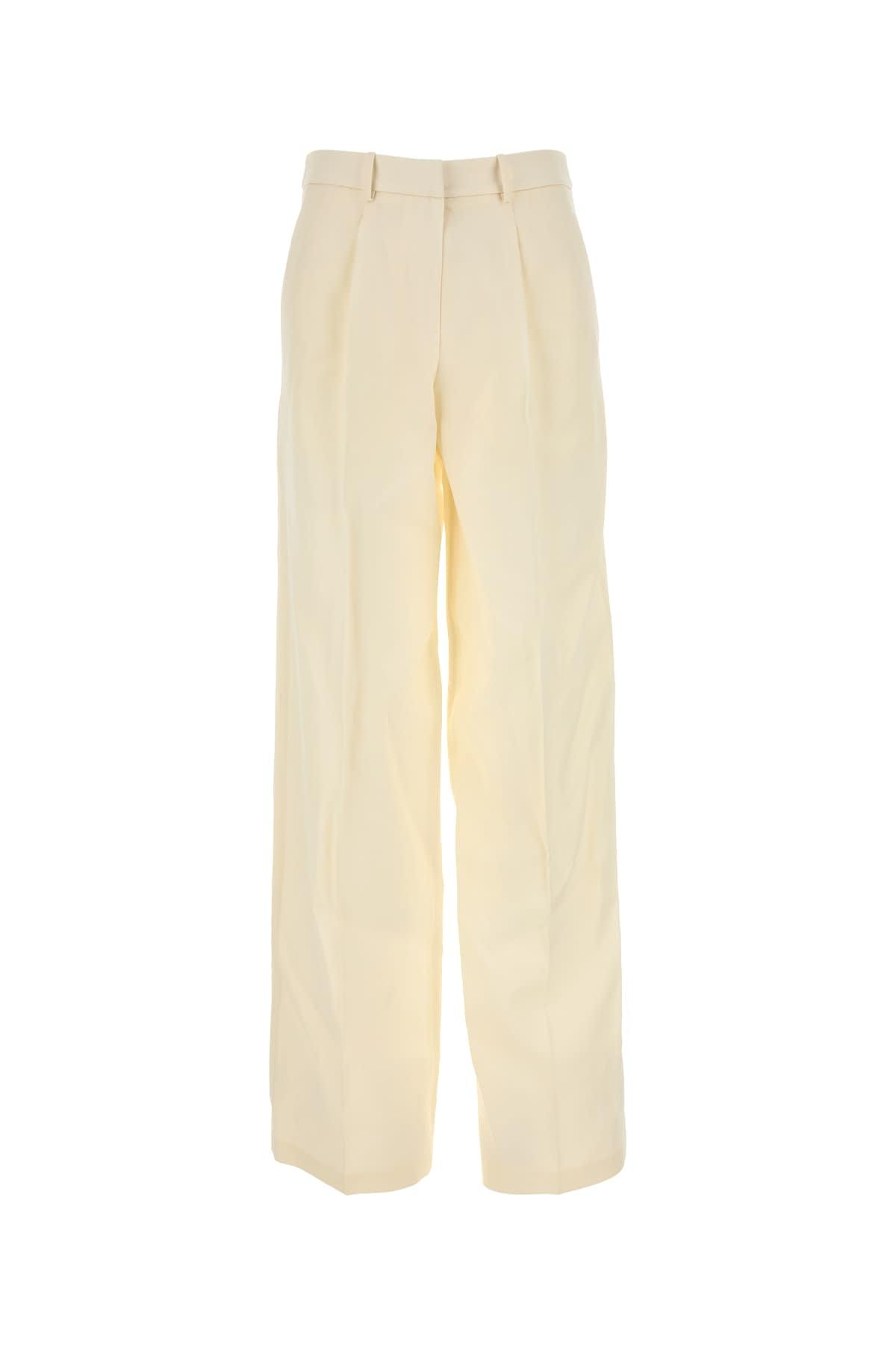 magda butrym cream wool blend wide-leg pant