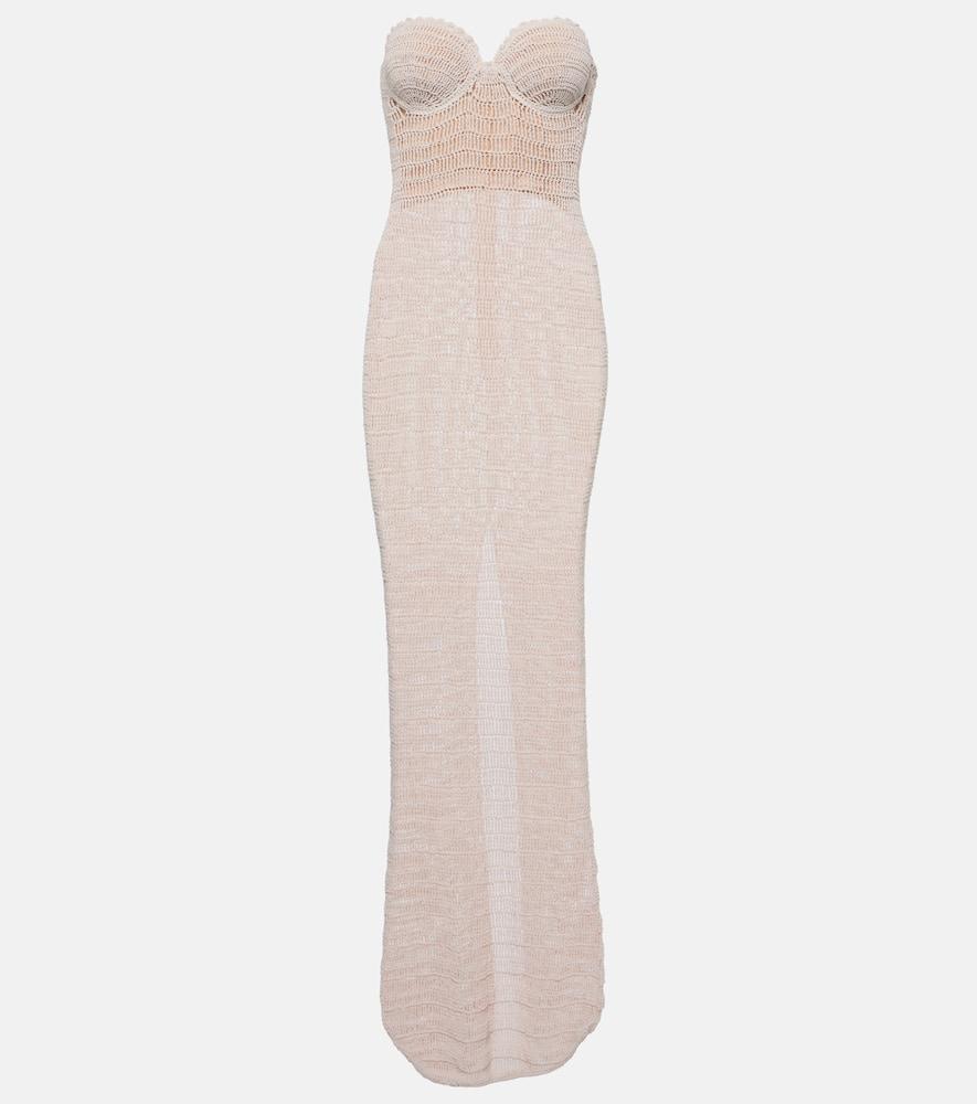 magda butrym crochet cotton and linen blend midi dress