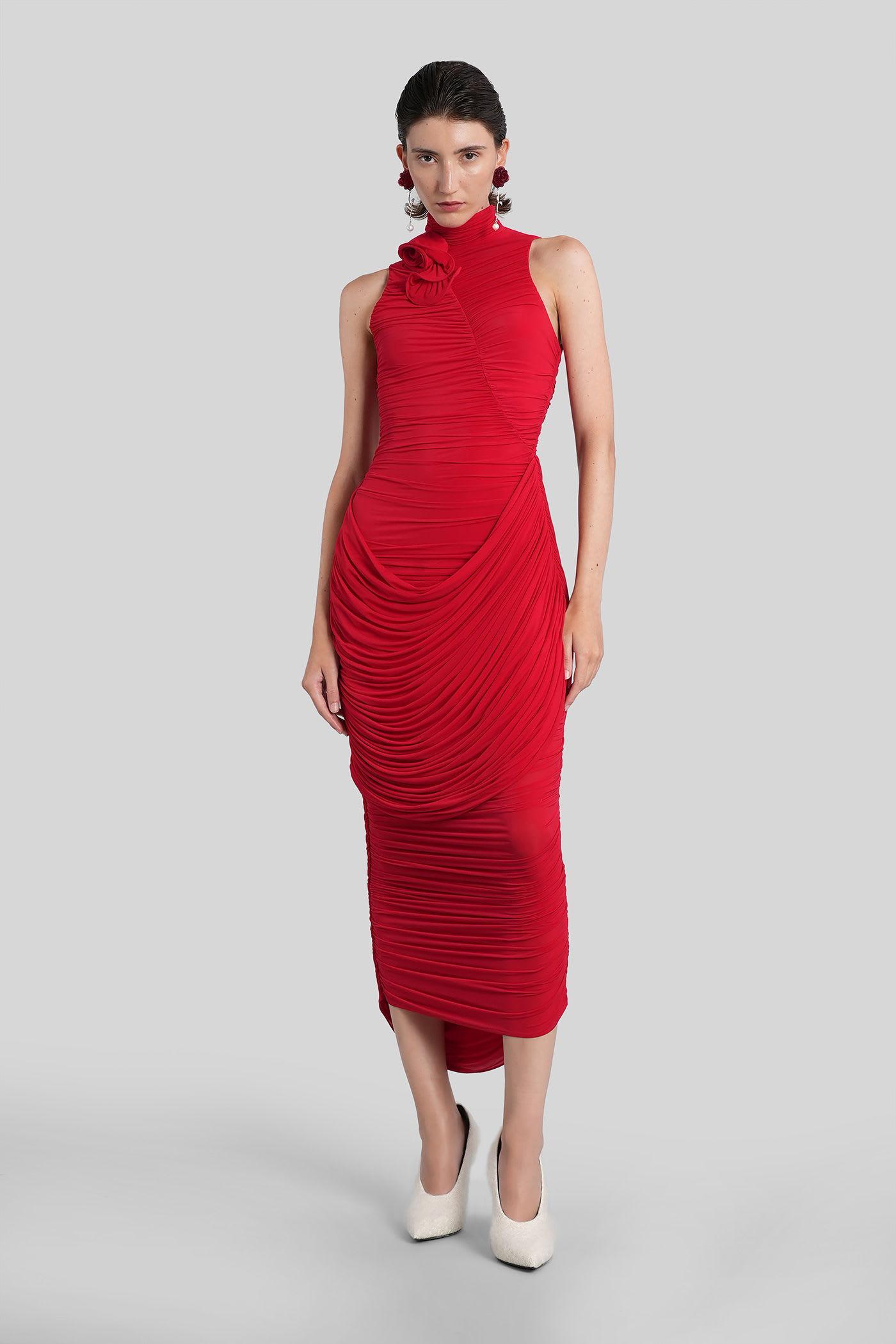 magda butrym dress 07 long dress in red polyamide polyester