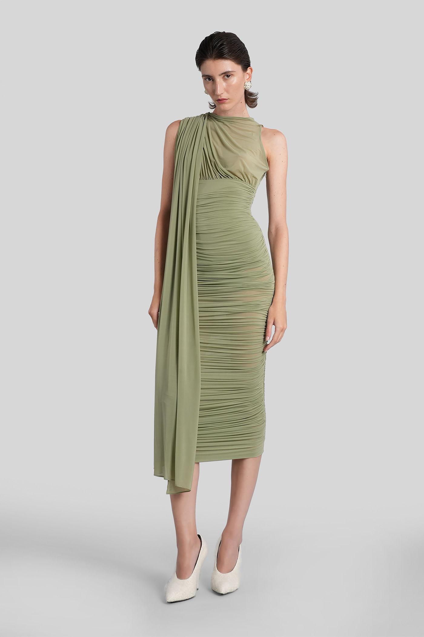 magda butrym dress 17 long dress in green polyamide polyester
