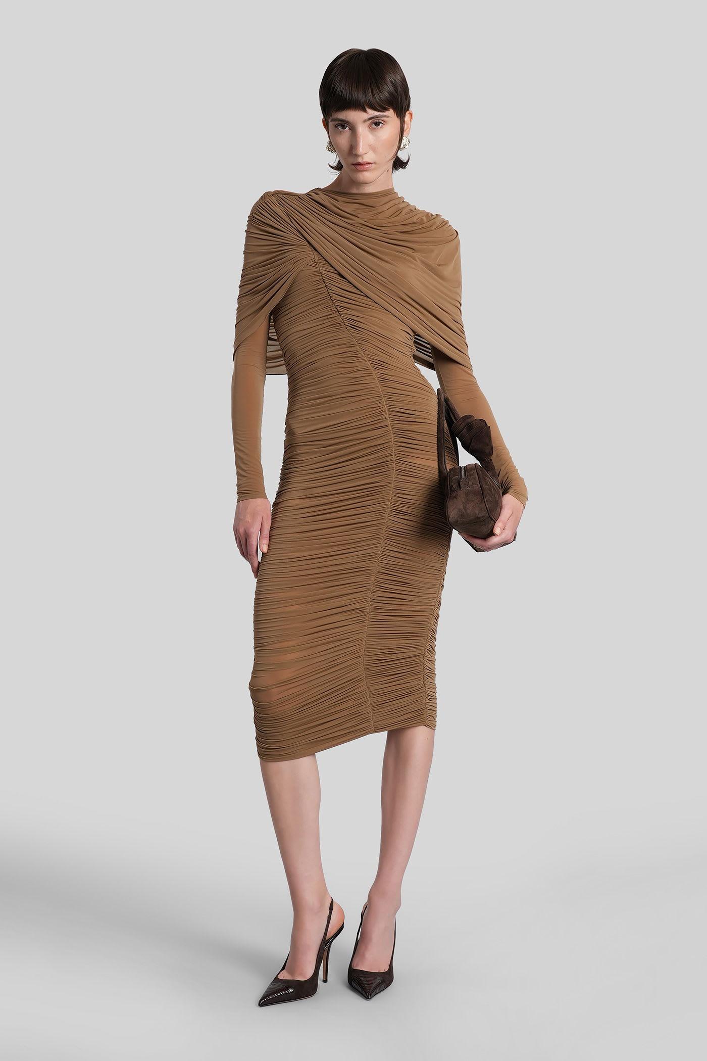 magda butrym dress 17 long dress in taupe polyamide polyester