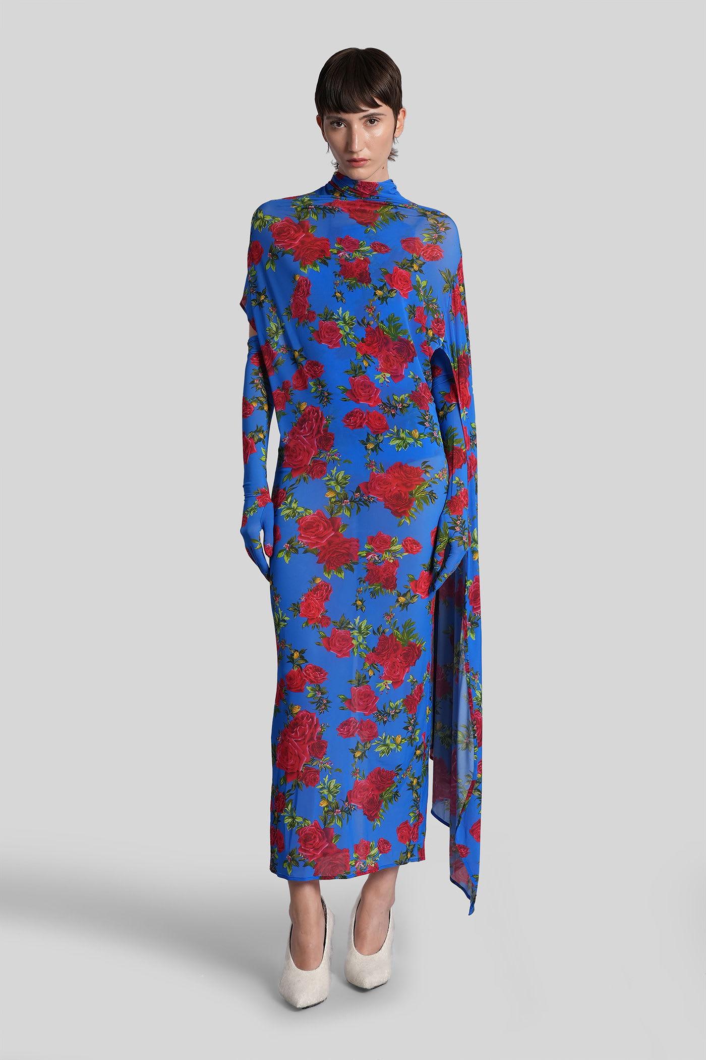 magda butrym dress 23 long dress in blue polyamide polyester