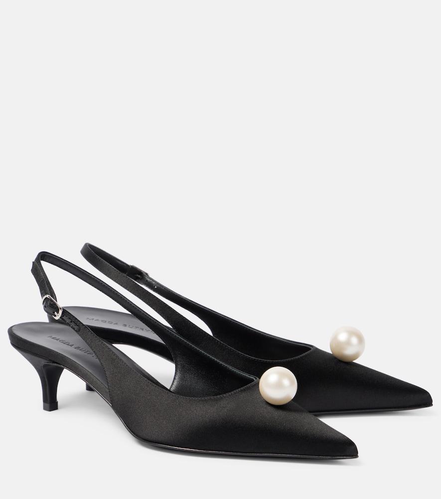 magda butrym embellished satin slingback pumps