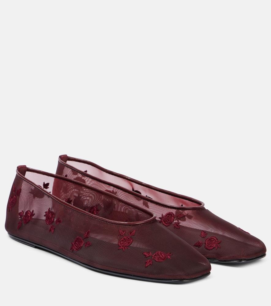 magda butrym embroidered mesh ballet flats