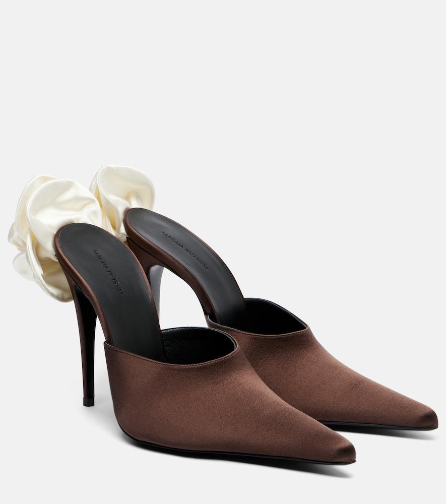 magda butrym floral-appliqué satin mules