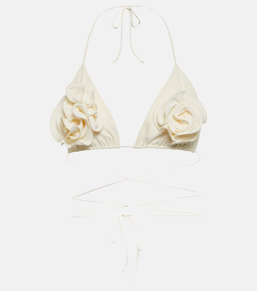 magda butrym floral appliqué triangle bikini top
