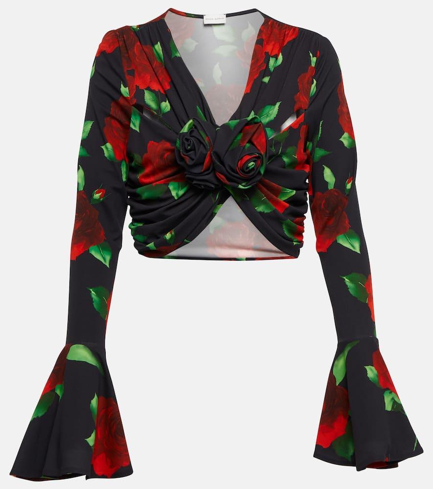 magda butrym floral ruched crop top