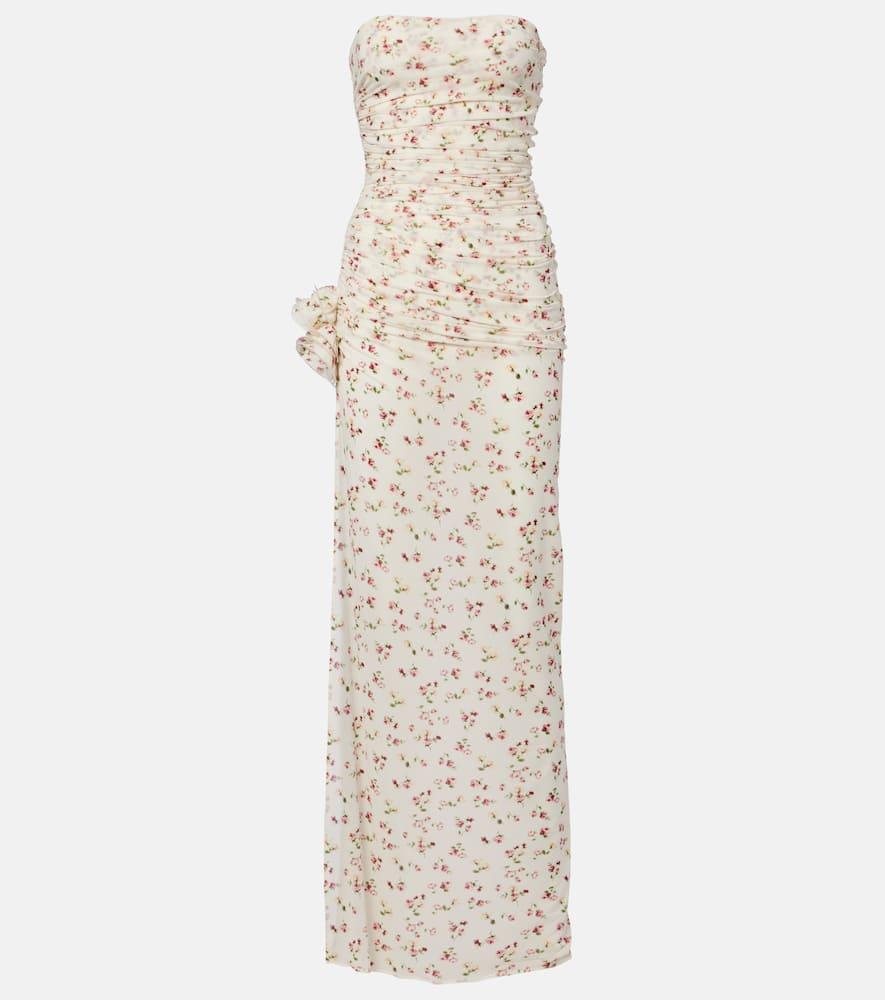 magda butrym floral ruched strapless maxi dress