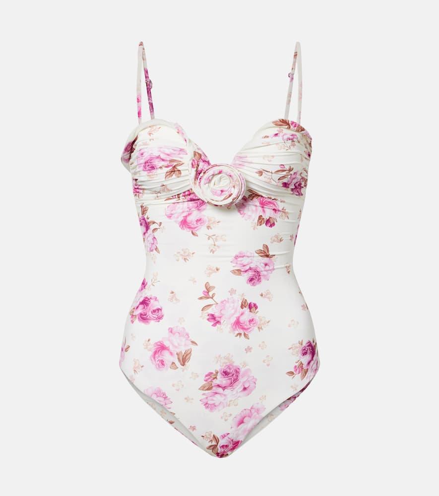 magda butrym floral ruched swimsuit